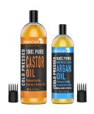 Buy WishCare Premium Cold Pressed Castor Oil (200ml) & Pure Moroccan Argan Oil (100ml) - Best Quality Oils for Hair & Skin | International Shipping - Buy Online on GoSupps.com
