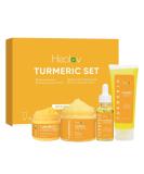 Healov Turmeric Skincare Set - Turmeric Skin Care Products Brightening & Acne - Turmeric Skin Care Kit, Turmeric Skin Care Set - Turmeric Cleanser, Body Scrub, Face Cream & Facial Serum - Buy Online on GoSupps.com