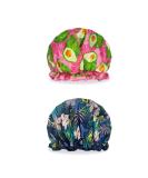 2 PACK Large Waterproof Shower Caps for Women - Double Layered & Adjustable Bath Hats - Pink - 2 Count - Buy Online on GoSupps.com
