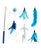 Shop Songway Interactive Cat Toy Pen - Retractable Feather Rod with Bells & 6 Replacement Springs | Ideal for Engaging & Entertaining Cats - Blue - Buy Online on GoSupps.com