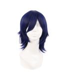 Mapofbeauty 14 inch Dark Blue & Black Short Cosplay Anime Wig with Pony Wolf Tail - Synthetic Hair for Parties - Buy Online on GoSupps.com