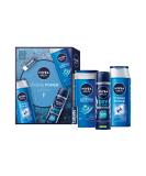 Nivea Men Strong Power gift set gift box with strong care favorites for an active lifestyle care set with shower gel shampoo deodorant and Labello for men - Buy Online on GoSupps.com