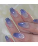 Buy Hkanlre Bling Coffin Press on Nails - Full Cover Medium Gradient False Nails for Women & Girls - 24PCS Blue Gradient Bling - Buy Online on GoSupps.com