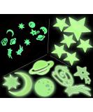 24 3D Glow in The Dark Galaxy Planets Stars Moon Wall Decals for Kids Bedroom Decor - Buy Online on GoSupps.com