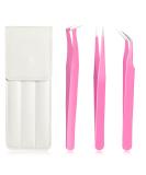3-Piece Stainless Steel Lashes Tweezers Set with White Bag - Curved and Straight Eyelash Extension Tools for Women and Girls - Buy Online on GoSupps.com