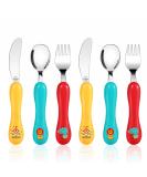 Lehoo Castle Toddler Cutlery 6pcs Stainless Steel Kids Cutlery Children's Cutlery Set Incudes 2 x Spoons 2 x Forks 2 x Knives Red/Blue/Yellow - Buy Online on GoSupps.com