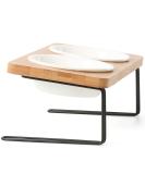 FUKUMARU Elevated Cat Ceramic Bowls, Small Dog 15Tilted Raised Food Feeding Dishes, Solid Wood Water Stand Feeder Set for Cats and Puppy Bamboo - Buy Online on GoSupps.com