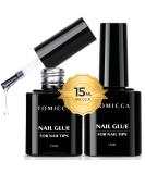 Tomicca Nail Glue for Artificial Nails - 2x15ml Extra Strong 4-in-1 Gel Glue for Tips & Fake Nails - Buy Online on GoSupps.com