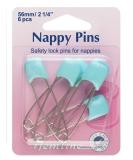 Hemline H413.B Blue Plastic Push-In Head Nappy Pins 56mm - Pack of 6 Pieces - Buy Online on GoSupps.com