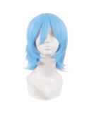 MapofBeauty 14 Short Azure Blue Cosplay Anime Wig with Bangs & Wolf Tail - High-Quality Synthetic Hair for Parties - Buy Online on GoSupps.com