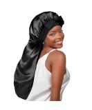 YANIBEST Silk Bonnet for Sleeping | Braid Bonnet for Long Hair | Tie Band Bonnet for Black Women | Curly Hair Locs | Large Black - Buy Online on GoSupps.com