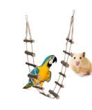Handmade Bird Toys - 12-Step Wooden Climbing Ladder & Swing for Parrots & Nymphensittiche | Durable & Fun - Buy Online on GoSupps.com