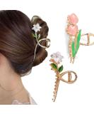 AUONY Large Metal Tulip & Lily Hair Clips for Thick Hair - 2 PCS | Flower Hair Claw Clips for Women with Nonslip Grip | Ideal for Thicken, Curly, Straight, and Long Hair - Buy Online on GoSupps.com