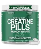 Creatine Monohydrate Pills - 5G, 180 Capsules Muscle Builder for Pre/Post-Workout | Vegan, Micronized, Instantized for Women and Men - Buy Online on GoSupps.com