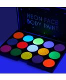 Glow UV Face Paint - 15 Colors Neon Eyeshadow Palette | Water-Based UV Blacklight Makeup for Kids | Perfect for Halloween Glow Parties & Music Festivals - Shop Internationally - Buy Online on GoSupps.com