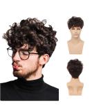 Swiking Men Brown Afro Wig - Short Fluffy Curly Synthetic Hair for Halloween Party Cosplay - Buy Online on GoSupps.com