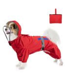 Slowton Waterproof Dog Raincoat - Reflective Hooded Jacket for All Dogs (S M L) - Windproof & Lightweight Pet Rain Gear - Red (L 40cm Back Length) - Buy Online on GoSupps.com
