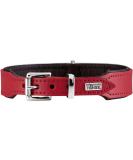 HUNTER BASIC Dog Collar - Coated Split Leather Weather-Resistant & Robust | Red 42 (SM) - International Shipping Available - Buy Online on GoSupps.com