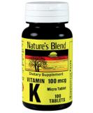 Nature's Blend Vitamin K 100mcg Tablets - 100 Count - Buy Online on GoSupps.com