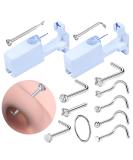 Firstomato 2pcs Sterile Nose Piercing Gun Self Use Nose Piercing Kit Safe Hygienic Nose Ring Piercing Tool Hypoallergenic Nose Stud 2 pcs,Crystal Clear,Silver - Buy Online on GoSupps.com