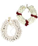 GoDazzl Hair Gajra in Artificial Jasmine Mogra Flower Garland Juda Decoration Phool Gazra for Women Juda Bun Realistic Hair Accessory for Girls (28 CM Long RED & WHITE Pack of 2) - Buy Online on GoSupps.com