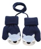 Baby Toddler Cute Fox Knitted Magic Mittens with Furry Lining - Dark Blue | Boys & Girls 1-3 Years - Buy Online on GoSupps.com