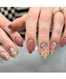 Almond Press on Nails - Short Floral Acrylic Nails Kit | Glossy Fall Design | 24Pcs Reusable Stick On Nails for Women & Girls - Buy Online on GoSupps.com
