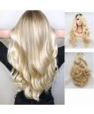 Blonde Ombre Lace Front Wig with Dark Roots - Long 66cm Corrugated Synthetic Hair | 180% Density for Cosplay Festivals Weddings | Ideal for Women & Girls - Buy Online on GoSupps.com