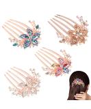 KuuGuu 4 PCS Flower Floral Hair Combs Bridal Wedding Hair Crystal Rhinestones Women Hair Side Combs Hair Accessories for Women 4pcs - Buy Online on GoSupps.com