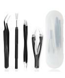 MEISO 4-Piece Stainless Steel Tick Remover Set | Black Tick Tweezers & Hooks for Humans Dogs Cats | Includes Storage Box | International Shipping Available - Buy Online on GoSupps.com