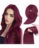 YDDM Tape-In Hair Extensions | 20Pcs 35cm Real Hair in Burgundy - Invisible Skin Weft for Seamless Style - Buy Online on GoSupps.com