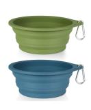 SLSON 2-Pack Collapsible Dog Bowls 600ML - Navy Blue/Dark Green - Integrated Molding Travel Bowls for Pets - No Plastic Rim - Ideal for Walking, Traveling, Outdoors - Buy Online on GoSupps.com