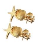 2 Pack Stylish Metal Starfish Shell Hair Clips - Gold Hair Barrettes for Women and Girls - Buy Online on GoSupps.com