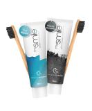 Activated Carbon Toothpaste & Bamboo Toothbrush Set - Fluoride-Free Teeth Whitening - MySmile 2x60ml Day & Night Whitening Solution - Buy Online on GoSupps.com