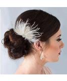 Latious Wedding Bride Flapper Feather Hair Comb White Crystal Bridal 1920s Hair Clip Fascinator Hair Accessories Prom Gatsby Hair Jewelry for Women and Girls - Buy Online on GoSupps.com