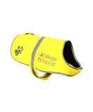 High-Visibility Reflective Fleece Dog Coat - Leash Hole 5 Sizes - Safe Outdoor Wear for Day & Night - Yellow - Buy Online on GoSupps.com
