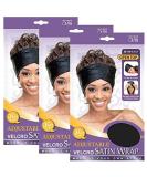 (3 Pack) Qfitt Adjustable Velcro Satin Open Wrap 175 - Bundle of 3 Satin Hair Wraps with Adjustable Velcro Closure - Buy Online on GoSupps.com