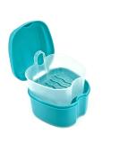 Genco Dental Denture Case - Denture Box with Strainer - Night Cleaner Bath for Retainer, Mouthguard, False Teeth - Teal - Buy Online on GoSupps.com