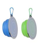 Slson 2-Pack Foldable Dog Travel Bowl - Safe Silicone Portable Pet Drinking Bowl for Cats & Dogs - Ideal for Hiking & Camping (350ml Blue & Green) - Buy Online on GoSupps.com
