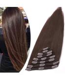 SEGO Clip-In Extensions - Real Hair 40 cm Dark Brown #2 8 Wefts Heat Resistant Hairpiece for Easy Styling - Buy Online on GoSupps.com