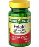 Spring Valley Folic Acid 400 MCG - 250 TABLETS - Buy Online on GoSupps.com