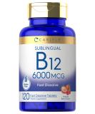 Carlyle Vitamin B-12 6000mcg Fast Dissolve Tablets - 120 Count | Natural Berry Flavor | Vegetarian, Non-GMO, Gluten-Free Sublingual Supplement - Buy Online on GoSupps.com
