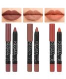 Evpct 3Pcs Nude Beige Dark Light Brown Yellow Matte Lipstick and Lip Liner Set - Long Lasting Waterproof Lip Makeup Duo (Pack of 1) - 24 Hour Matte Lip Gloss - Buy Online on GoSupps.com