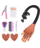 Acrylic Nails Practice Hand Kit - Flexible & Moveable False Mannequin Hand with Fake Nail Tips, Nail Files, and Clipper - Brown - Buy Online on GoSupps.com