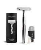 Double Edge Safety Razor - Classic Reusable Metal Razor for Men & Women | Includes 10 Blade Refill - Shop Now - Buy Online on GoSupps.com