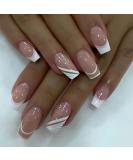 French Style False Nails Medium Length Pink and White Stick on Nails 24pcs Square Press On Nails with Glue Elegant Ballet Heart Design Sweet Fake Nails for Women Girls (Sweet French) - Buy Online on GoSupps.com