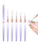 Nail Art Liner Brushes Set - 5Pcs 4/8/12/20/25mm Painting Tool for Nail Dotting & Fine Drawing - Purple Detail Brush for Long Lines & Designs - Buy Online on GoSupps.com
