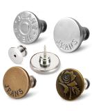 Feedee 8 Sets Jean Buttons Pins - 4 Style Button Pins for Jeans, No Sew Jean Buttons for Loose Jeans Pants Button Tightener, Adjustable Buttons for Jeans Too Big Snap Tack Jeans Button Replacement - Buy Online on GoSupps.com