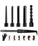 6 in 1 Curling Iron Wand Set - Interchangeable Ceramic Barrels & Heat Protective Glove - Perfect for International Shipping - Buy Online on GoSupps.com