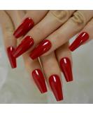 24-Piece Long Coffin Bellarine Tapered Full Coverage Glossy False Nails in Red - Perfect for Women and Girls - Buy Online on GoSupps.com